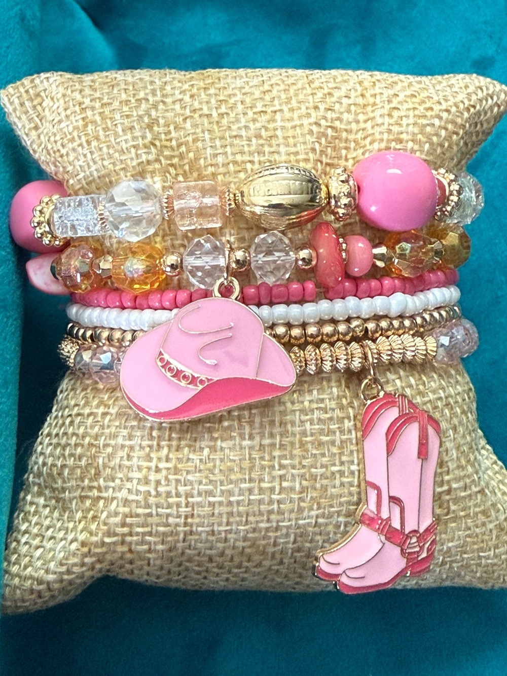 Pink Cowgirl Charm Bracelet Stack
Set Women Accessories NEW